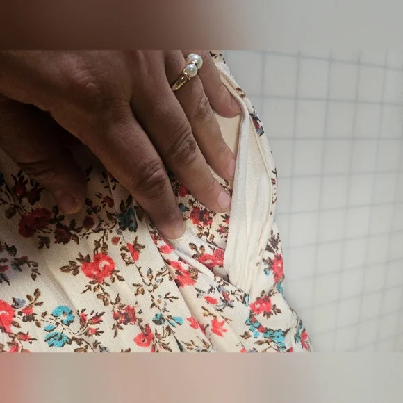 Floral Mini Washable Gauze Lace Yoke Trapeze Dress - Picture 8 of 11